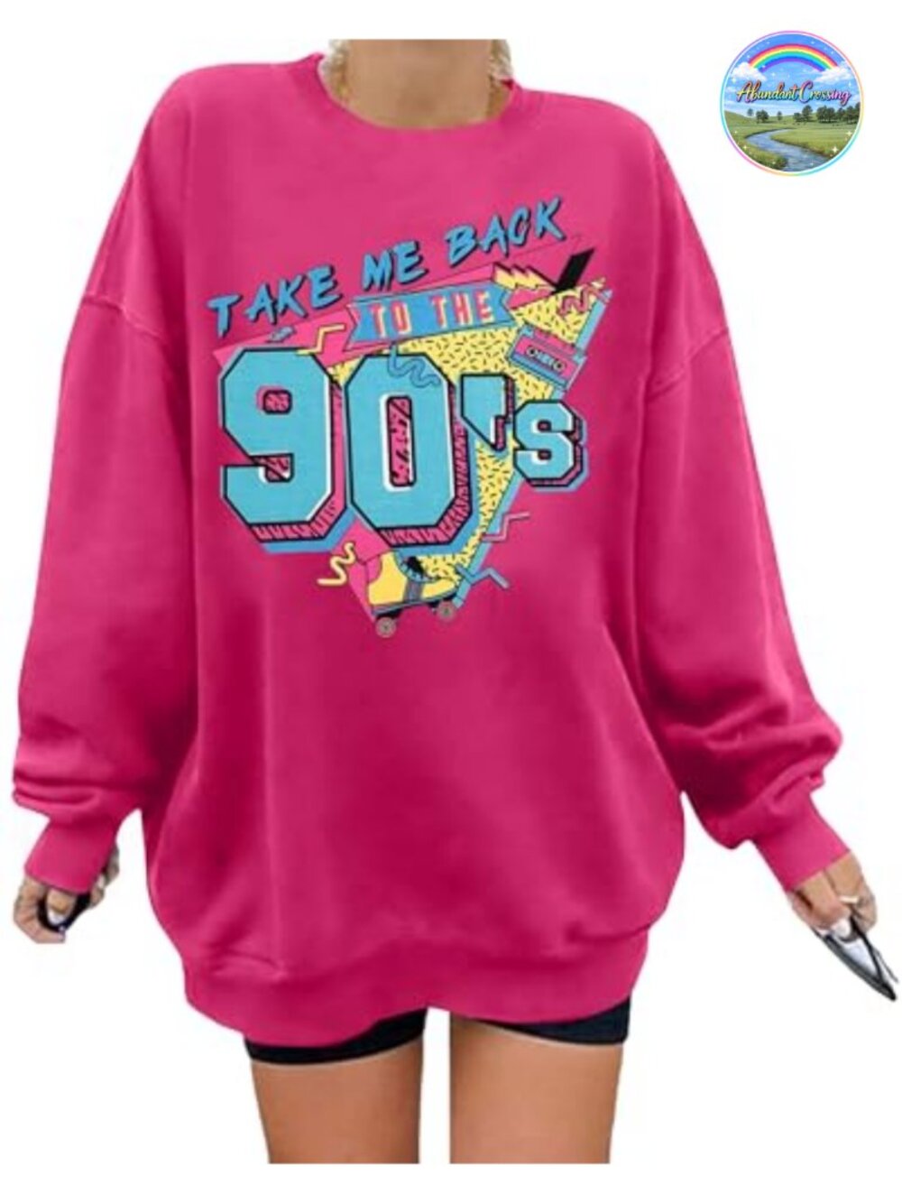 90s Outfits Oversized Sweatshirt Pullover Crew Neck Loose Fit Women Retro